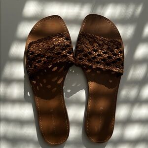 ZARA Brown Woven Slide Sandals